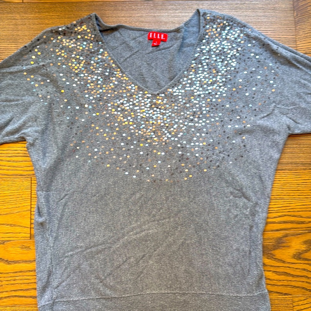 V Neck Sequin Top